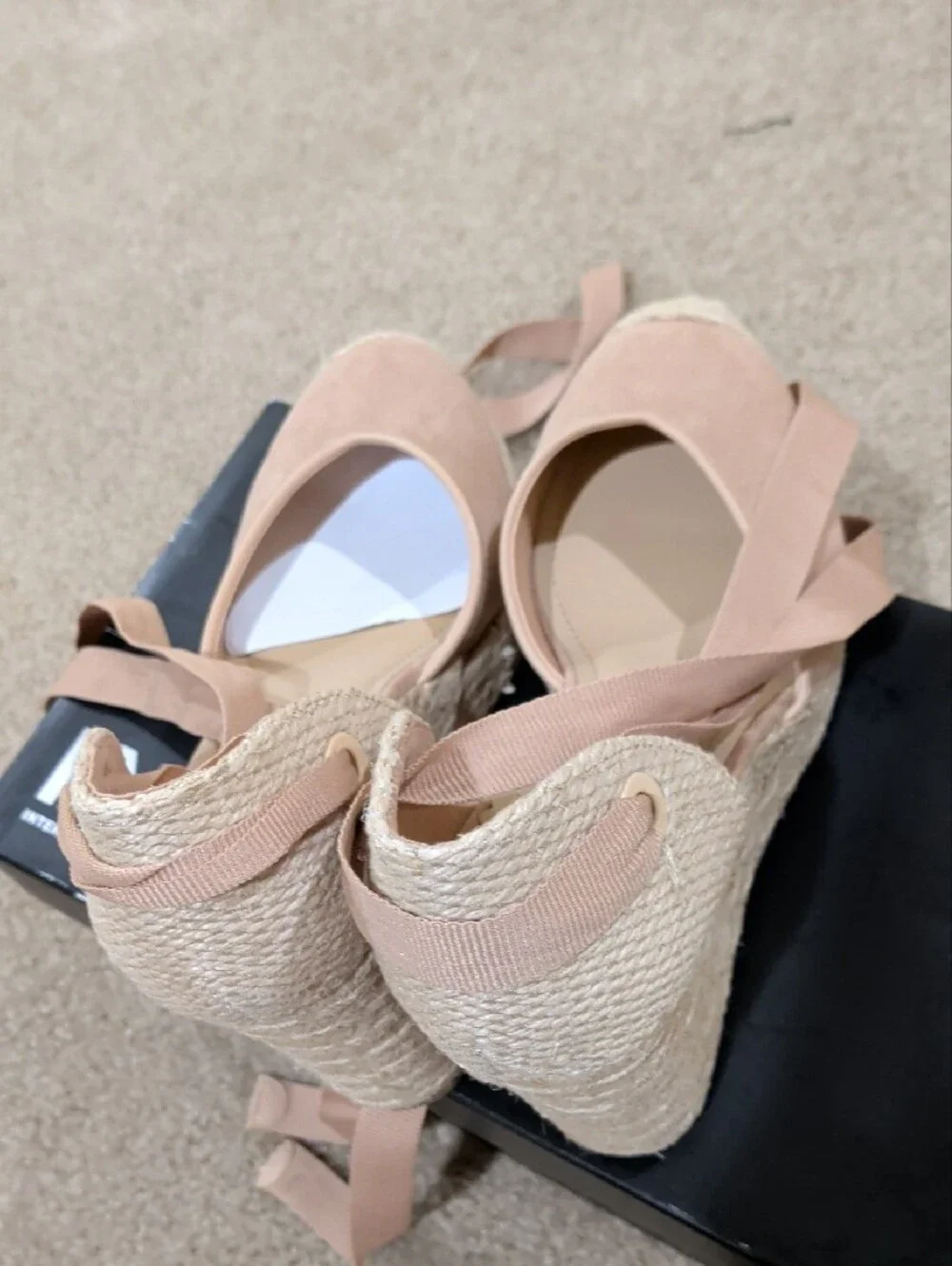 ON 34TH Blush Pink Espadrille Wedge with Ankle Tie NEW Size 7.5